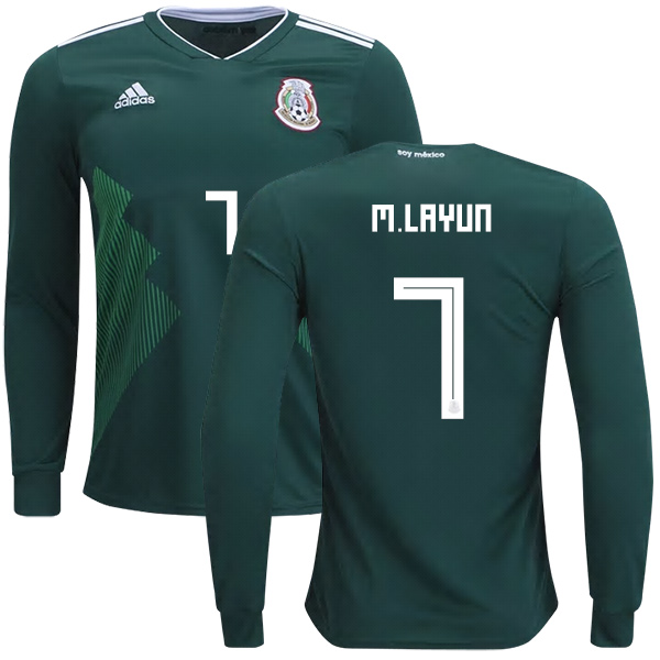 Mexico #7 M.Layun Home Long Sleeves Kid Soccer Country Jersey - Click Image to Close